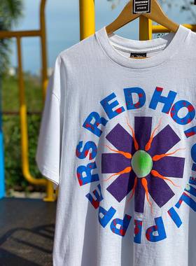 白色款！红辣椒乐队Red Hot Chili Peppers美式复古高街短袖T