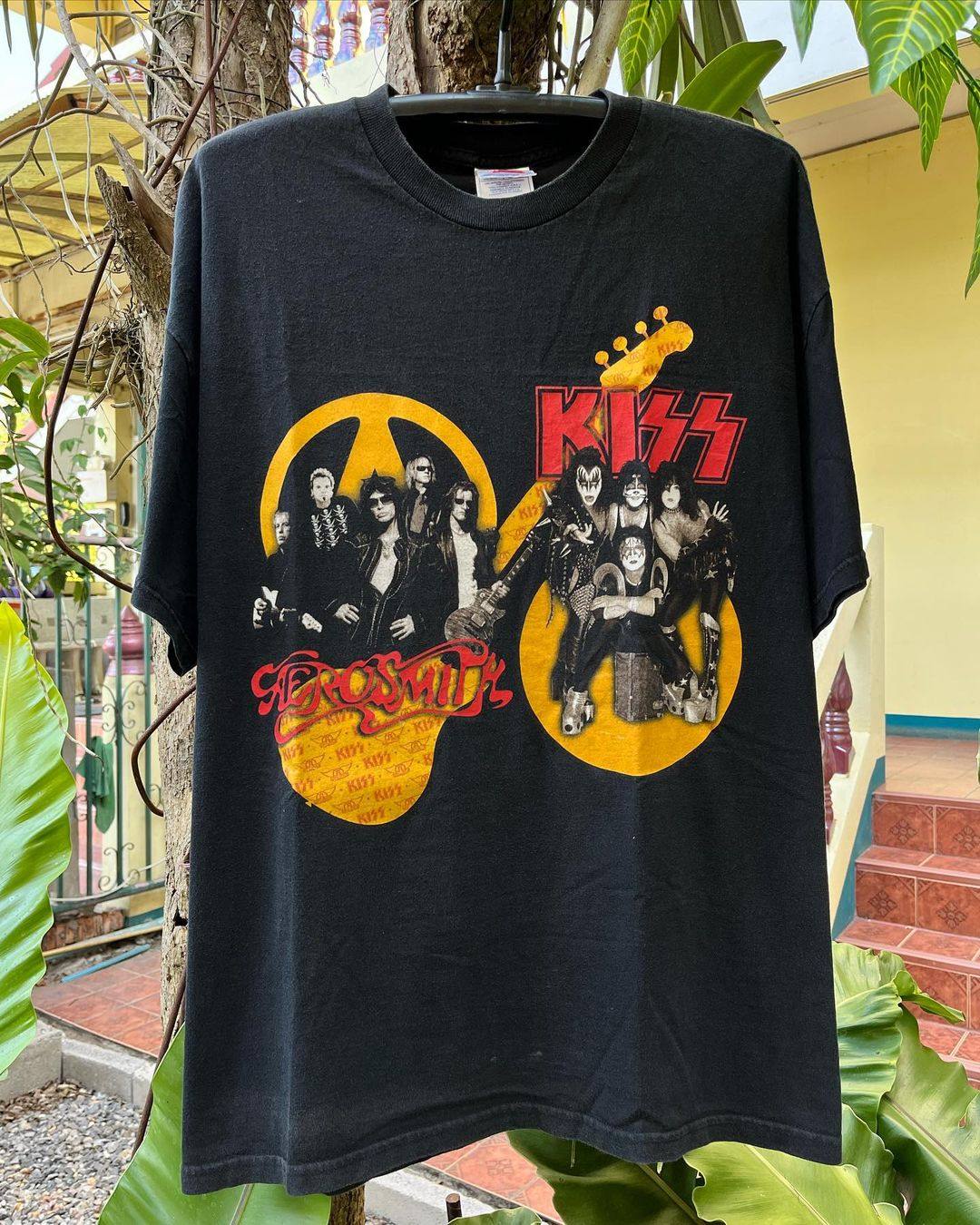 kiss接吻乐团欧美摇滚乐队2003-2004巡回演出复古重磅百搭短袖t恤