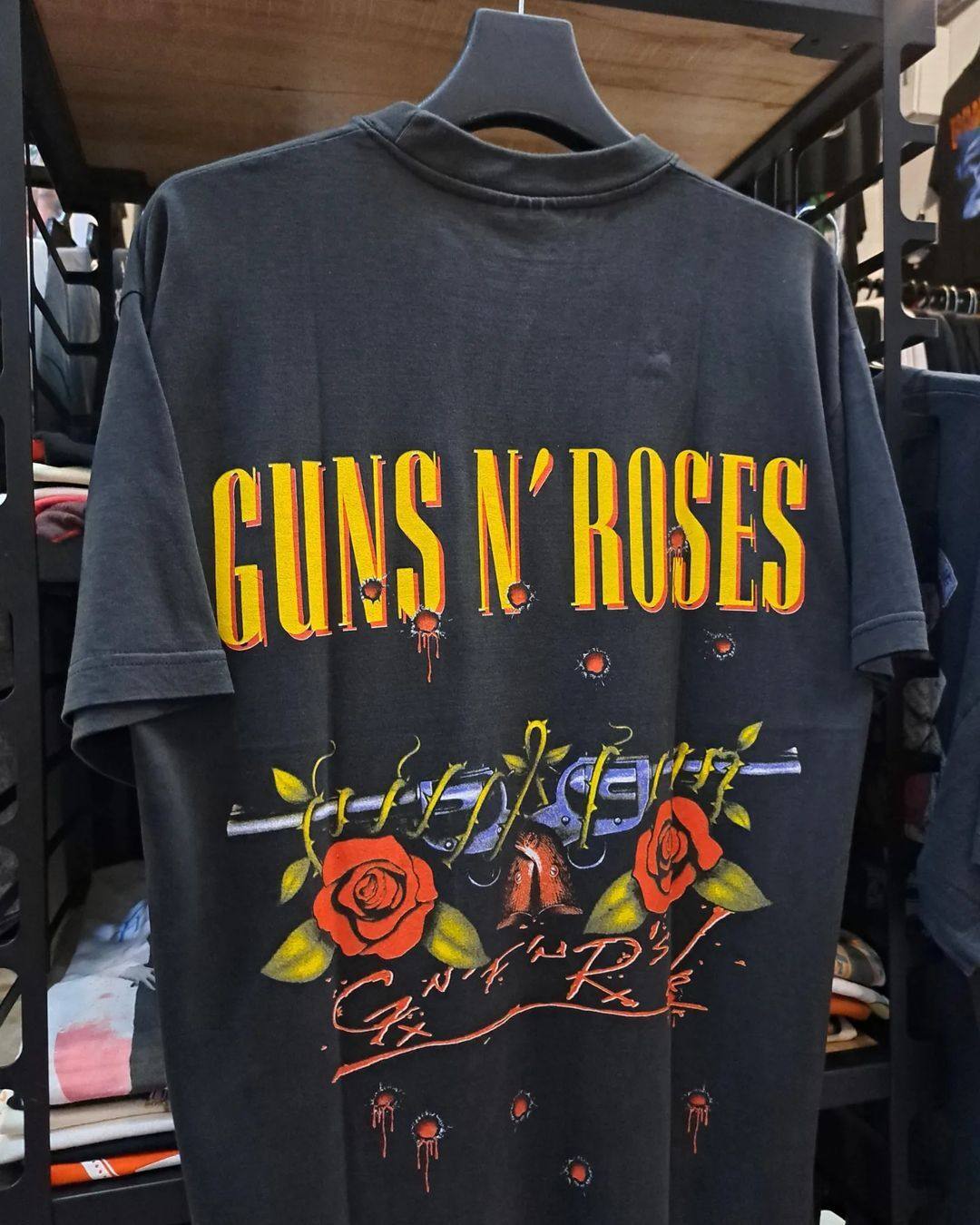 枪炮与玫瑰guns n roses枪花vintage重磅美式复古做旧水洗短袖