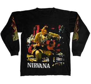 罕见Nirvana主唱Kurt Donald重磅水洗破洞Vintage长袖T恤