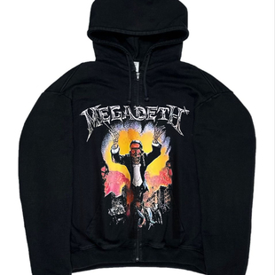 Megadeth麦格戴斯乐队小众别致又够青春流行质感拉满休闲开衫卫衣