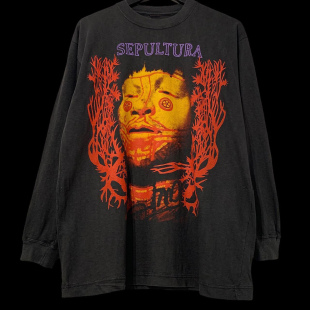 罕见Sepultura1996专辑Roots Vintage高街穿搭长袖T恤说唱嘻哈tee