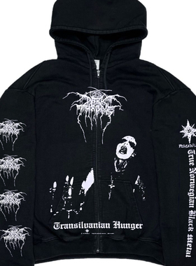 Darkthrone黑暗王座小众高街暗黑系重磅面料美式街头别致开衫卫衣