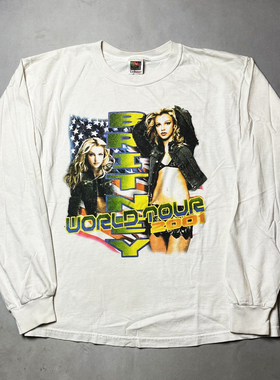 罕见！Y2K辣妹风小甜甜布兰妮Britney歌手美式复古vintage长袖T恤