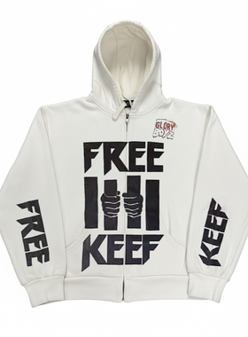 Chief Keef基夫酋长vintage美式发烧友重磅无性别款小众开衫卫衣