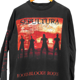 Sepultura1996专辑Roots Bloody Roots水洗破洞tee！长袖T恤