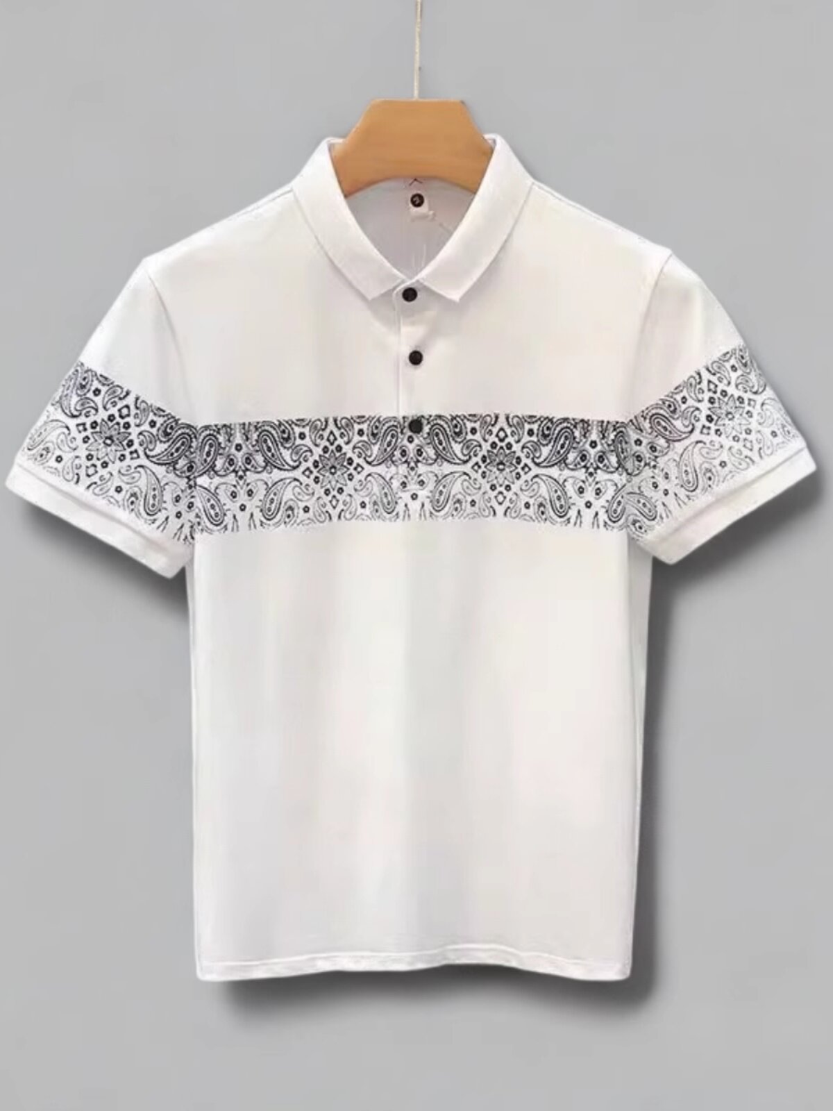 여름 대형 한국 스타일 패셔너블하고 잘 생긴 캐슈 꽃 슬림 티셔츠 남성용 새로운 트렌디 한 남성용 스플 라이스 반팔 폴로 셔츠