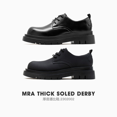 MRA德比鞋男黑色工装鞋休闲皮鞋