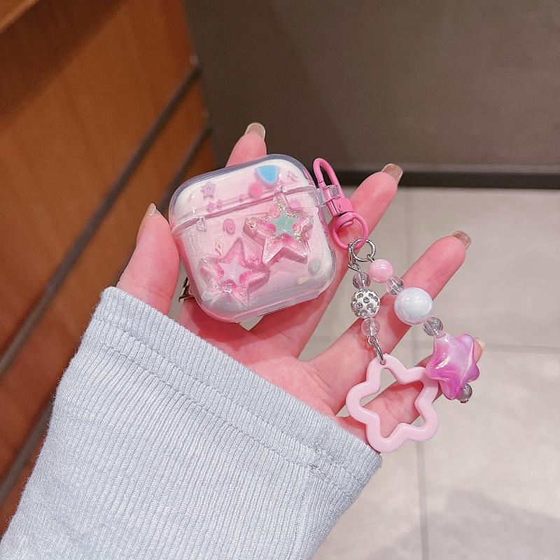 新款梦幻炫彩适用华强北pro4耳机保护套mini4无线蓝牙耳机套4代mini软壳四代min新款透明可爱挂饰TPU软壳女款