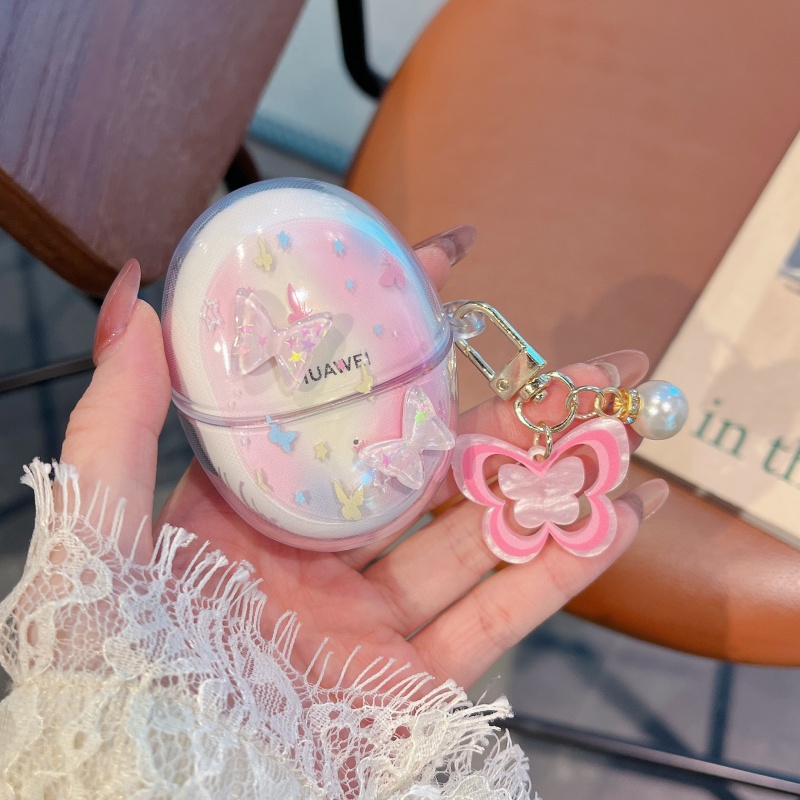 适用华为耳机Freebuds5保护套梦幻炫彩涂鸦小狗华为freebuds5保护套透明壳可爱卡通华为5耳机保护壳透明新款