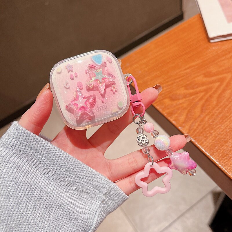 新款梦幻炫彩草莓熊适用小米air4se蓝牙耳机套Xiaomi Air4 SE保护壳透明外壳Air4SE可爱挂饰创意耳机仓