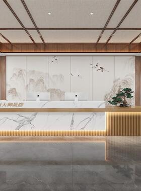 新中式酒店大厅收银台美容院吧台小型商铺柜台物业公司前台接待台