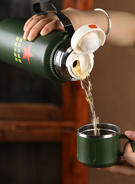 七一八一战友情聚会军旅军绿色316不锈钢保温杯老兵连队定制刻字2