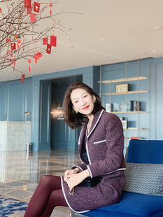 重工手工织带气质进口粗花呢女小香套装 高定级 钢花紫羊毛 LadyJ