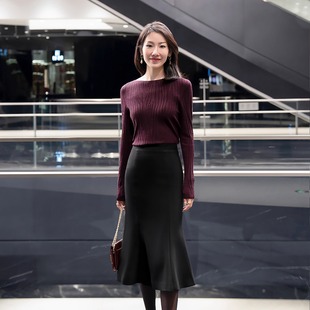 高奢 or同源色织双层弹力羊毛秋冬优雅鱼尾半身裙 意式 LadyJ