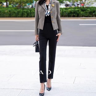 裤 D家同源莱卡弹力羊毛开叉气质显瘦小脚西装 通勤神裤 LadyJ