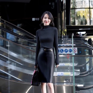 影子 BC原厂西班牙A级绵羊皮高腰半身裙皮裙 权力 LadyJ