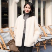 LadyJ 白屿浮光 奢牌同源澳洲进口美丽奴羊皮皮毛一体皮草外套