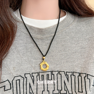 生肖龙平安扣玛瑙吊坠项链女新中式编织绳卫衣链本命年情侣锁骨链