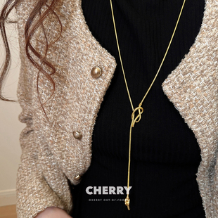 金色水手结蛇骨链毛衣链女秋冬高级感长款项链轻奢小众气质卫衣链