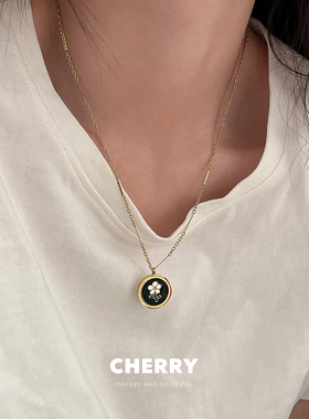 中古风小清新绿色小雏菊项链