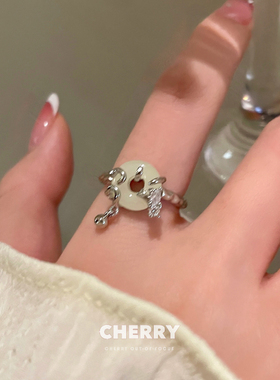 平安扣玉髓开口戒指女新中式