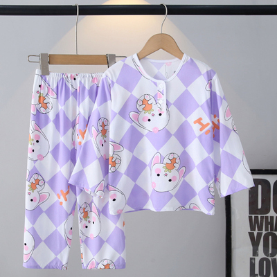 儿童睡衣棉绸夏季薄款空调家居服