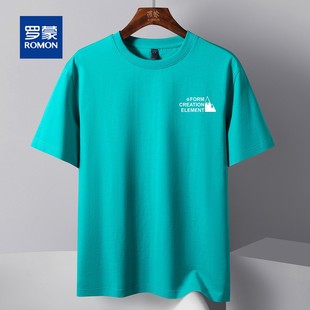 罗蒙正品 仿麻棉 男士 夏新品 潮流简约透气圆领t恤短袖 时尚 经典