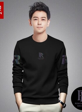 Romon/罗蒙XSX9092男士圆领卫衣2025秋冬新款时尚宽松百搭长袖T恤