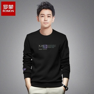 罗蒙秋季 卫衣休闲百搭透气上衣男装 新款 新疆棉时尚 7028 男士 Romon