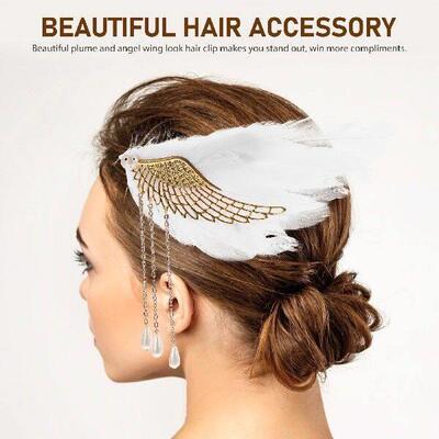 1 Pair Hair Clip Plume Hairpin Tassel Hair Accessory Teen