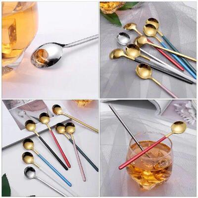 8 Pcs Long Handle Mixing Spoon Dessert Spoons Coffee