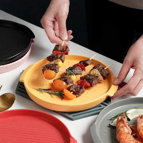 Nordic style ceramic tableware round binaural baking tray