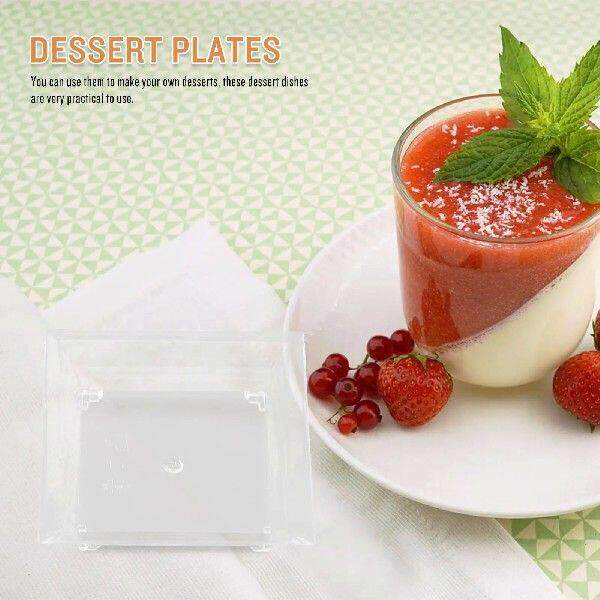 25pcs Disposable Party Dishes Square Plastic Dessert Bowls