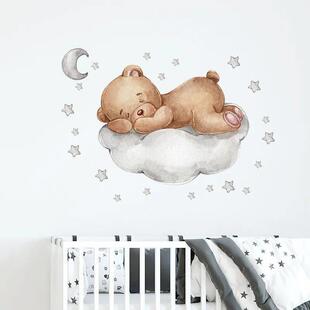 for Nursery Bear Baby Room Kids ers Wall Moon Teddy Cartoon