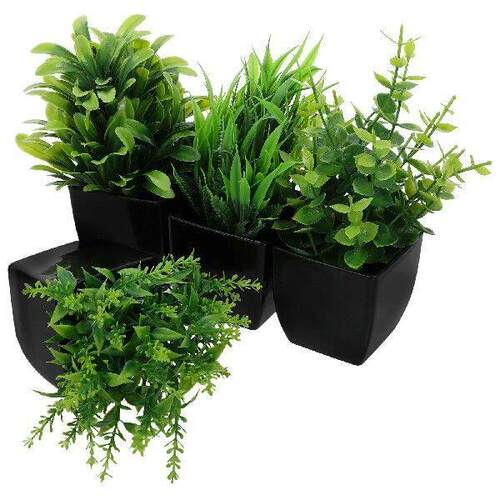4 Pcs Artificial Plant Pot Plants Black Eucalyptus Juicy