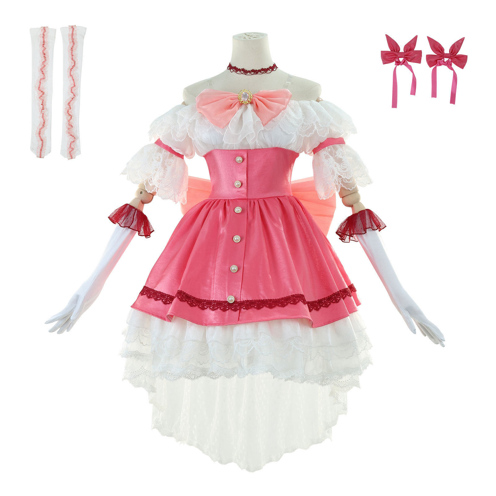 漫路人魔法少女小圆cos服晓美焰鹿目圆粉色礼服cosplay服二次元