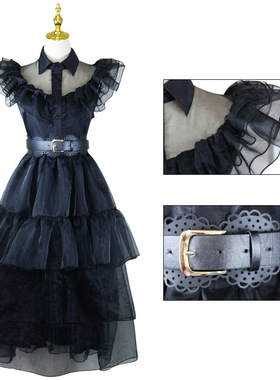 亚当撕一家cos亚当撕Wednesday美剧女主同款舞会连衣裙cosplay服