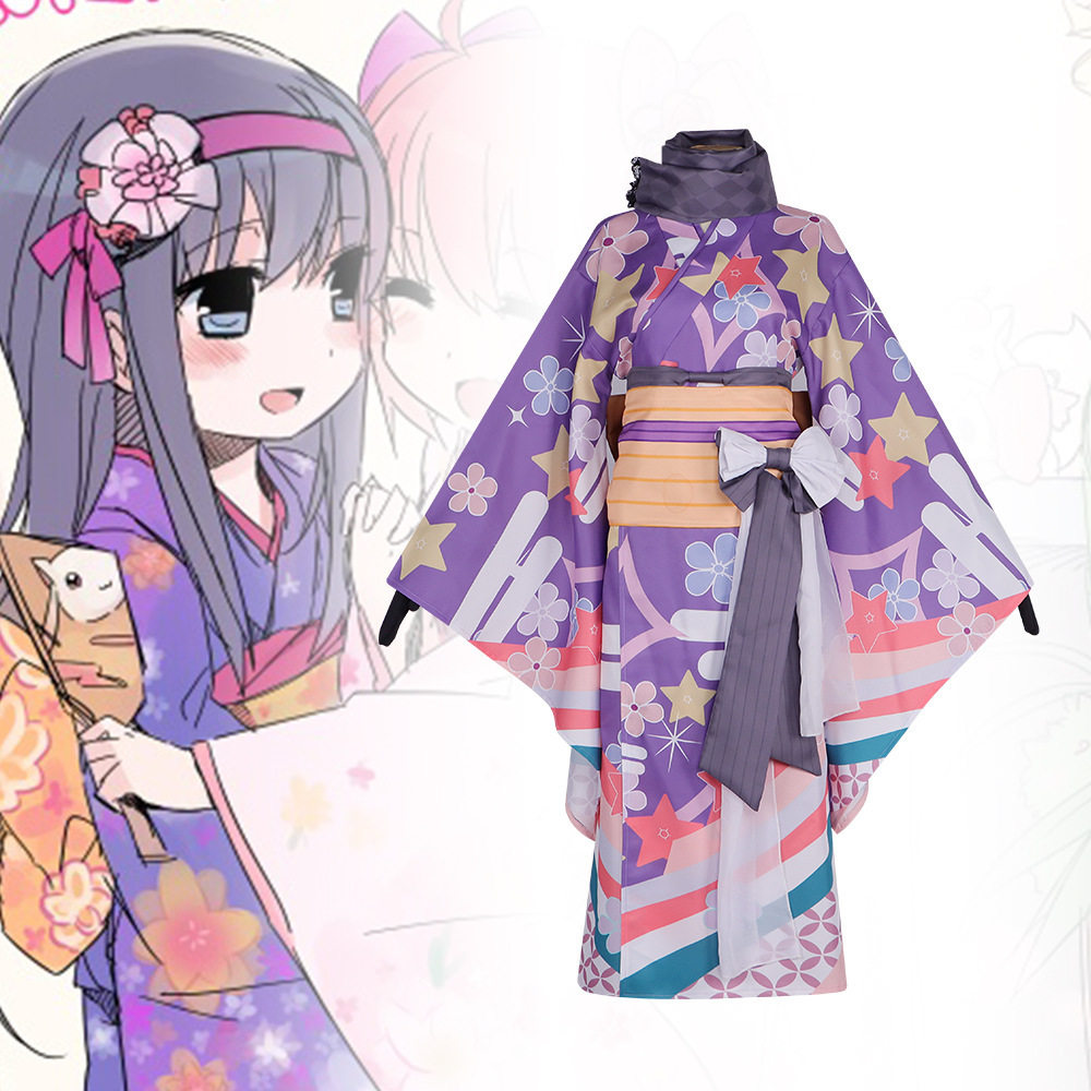 魔法少女小圆cos服晓美焰日系浴衣和服cosplay动漫角色扮演服装