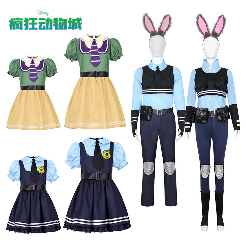 万圣节服装疯狂动物城男女亲子朱迪兔子警官cos服全套亲子舞台装