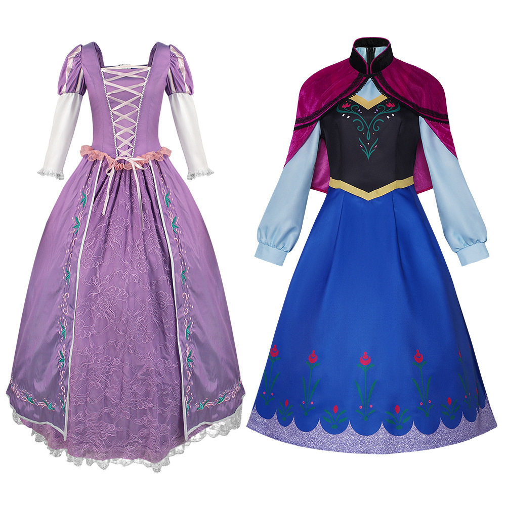 万圣节乐佩公主紫色长裙cos服雪奇缘安娜连衣裙cosplay舞台演出服