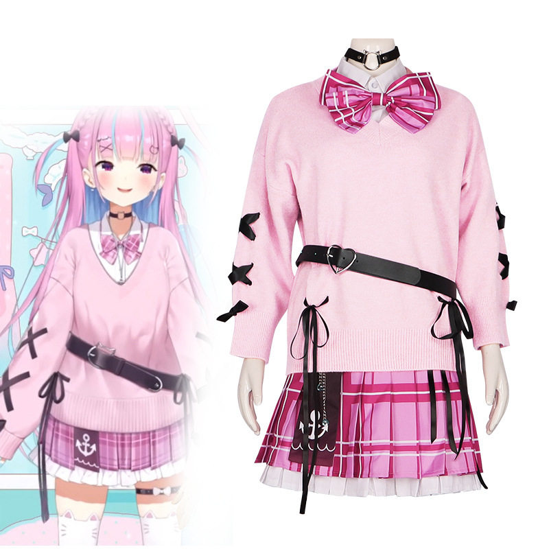 虚拟主播vtuber凑阿库娅毛衣款衬衣裙子女套装游戏动漫cosplay服
