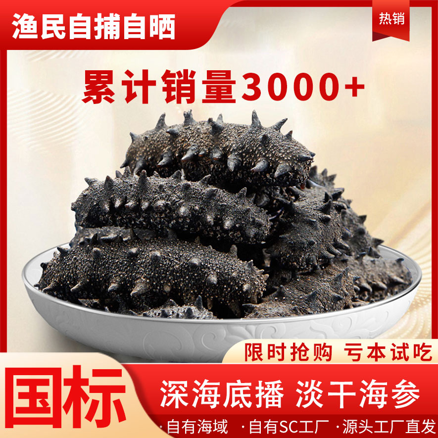 【正宗国标】大连纯淡干海参干货国标干海参刺参500克30-120头1斤