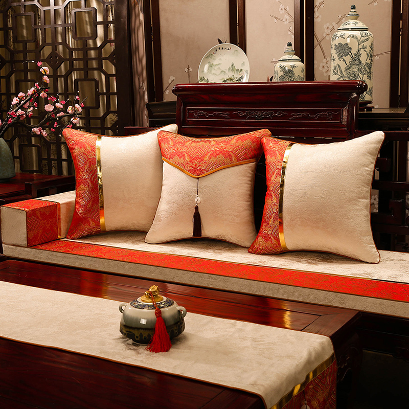 新中式风红木防滑定制沙发坐垫