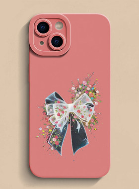 蝴蝶结花枝iPhone17ProMax手机保护壳16pro15Plus趣味14小清新13软2适用vivo一加防摔保护套