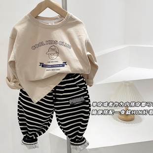 男女小童T中大童宝宝四色圆领打底 水洗棉长袖 春装 2024年新款