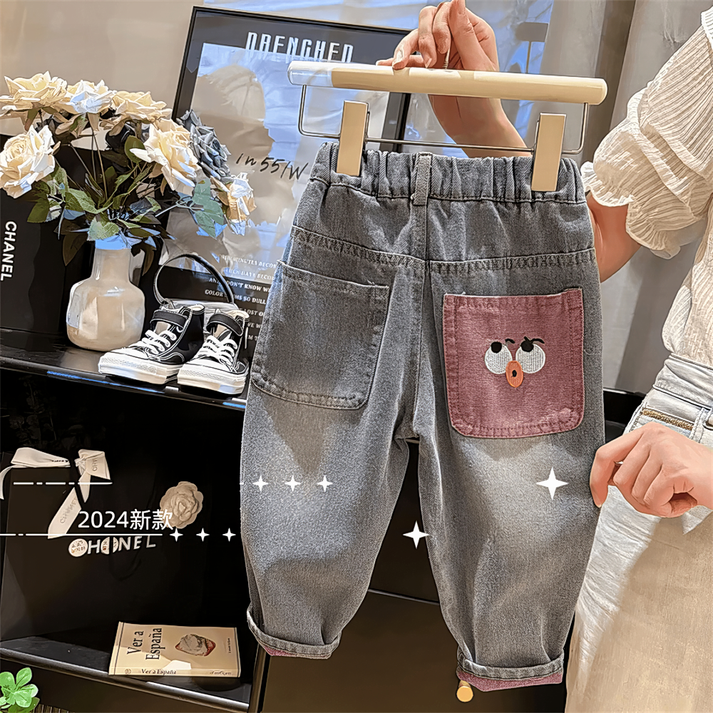 版韩长裤休闲百牛仔裤春秋儿童搭2024宽松新款女童秋季现货裤子