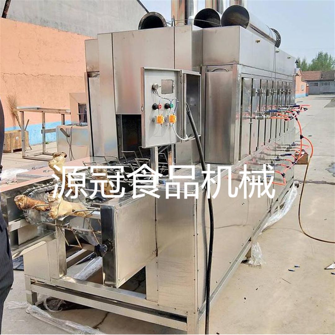 定制猪爪子烧毛机 液化气上下喷火猪皮燎毛机 连续式猪头烤毛机