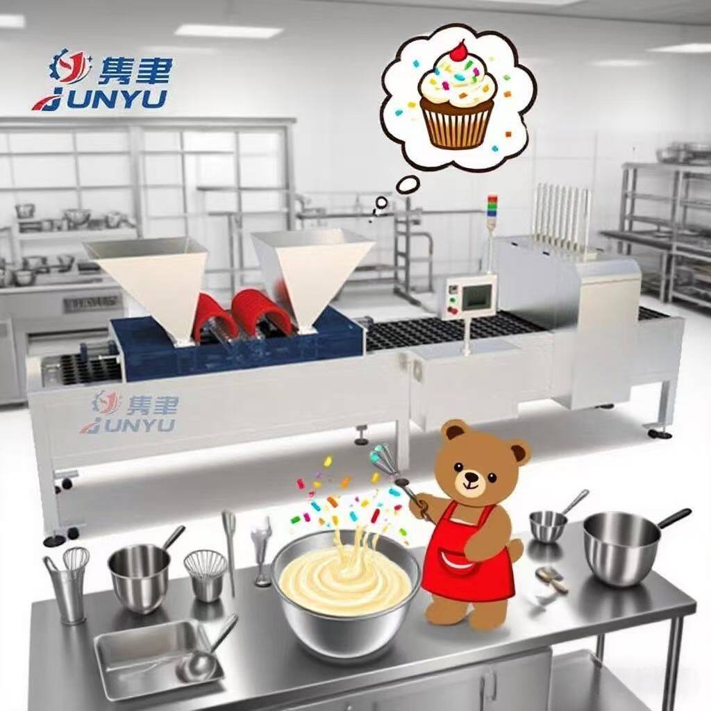 全自动巧克力味红丝绒抹茶味纸杯蛋糕生产线厂家直销