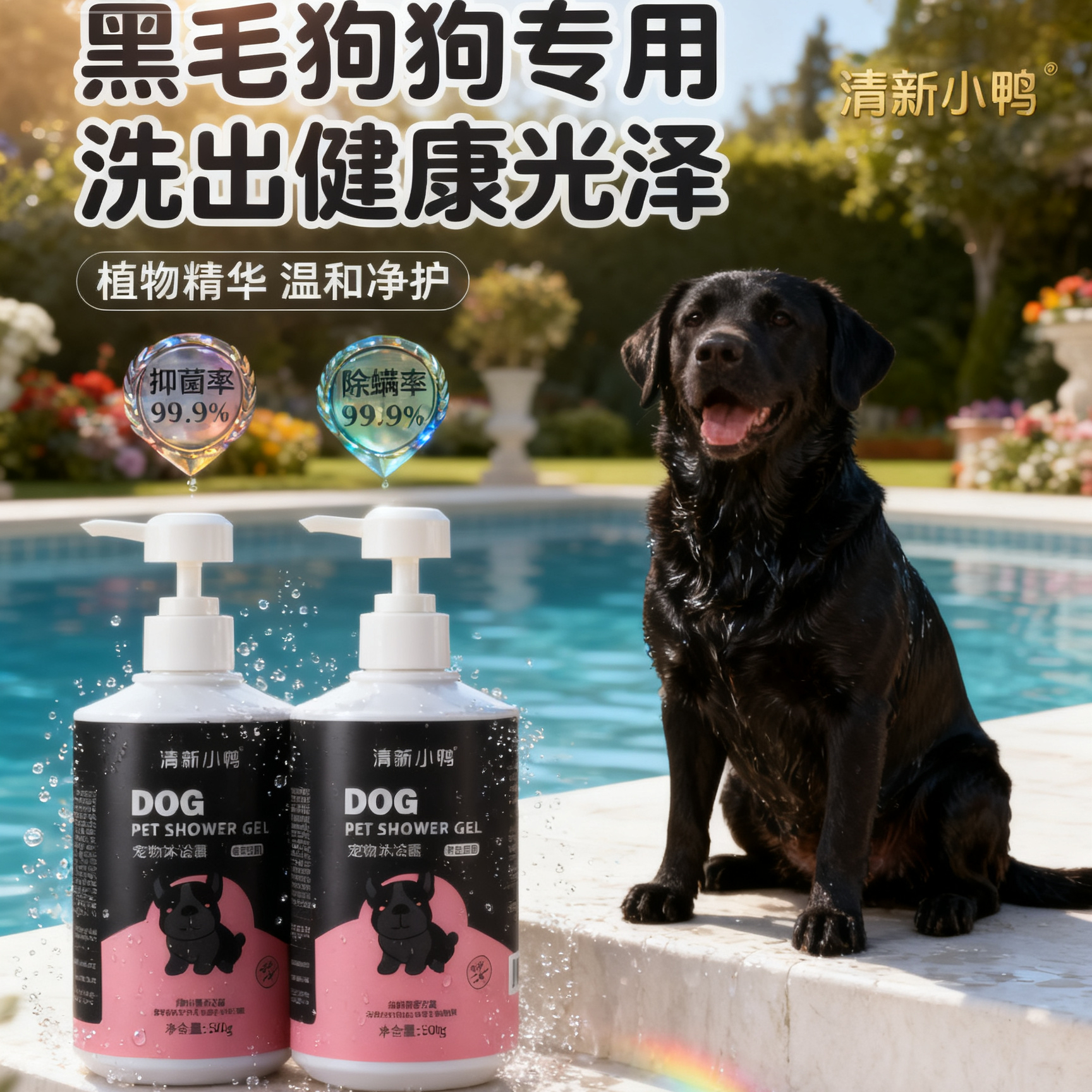 清新小鸭黑毛狗狗沐浴露拉布拉多罗威纳犬哈士奇专用除螨抑菌洗澡